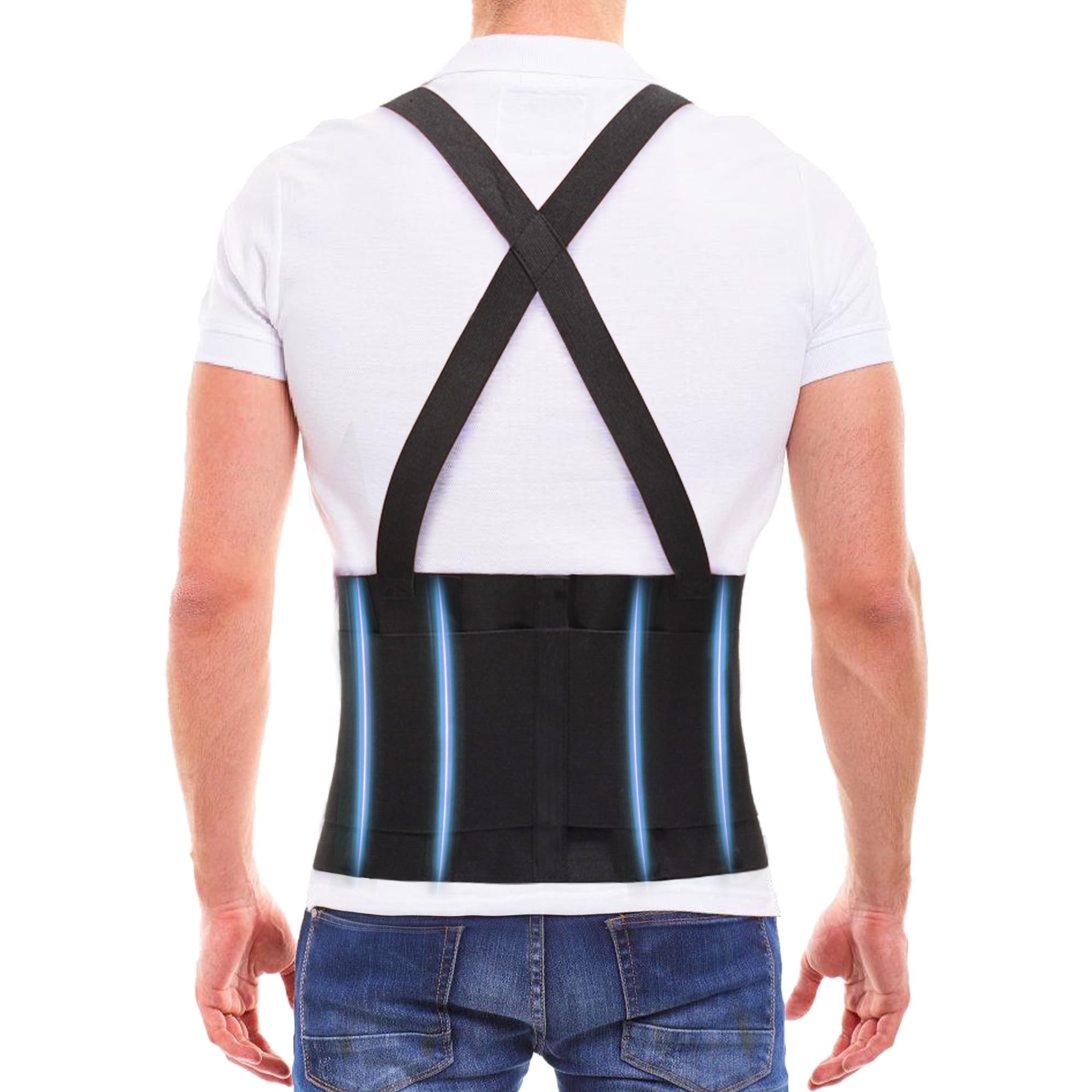 Hlthair Back Brace Support Belt for Lower Back Pain Women \u0026 Men, Adjustable with Suspender Straps, Size L